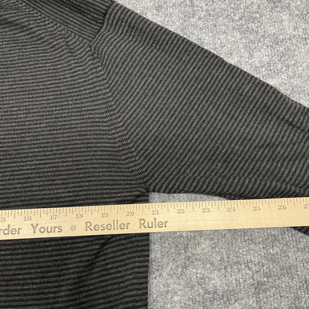 Banana‎ Republic Sweater Mens XL Black Extra Fine Merino Wool Striped Polo Light